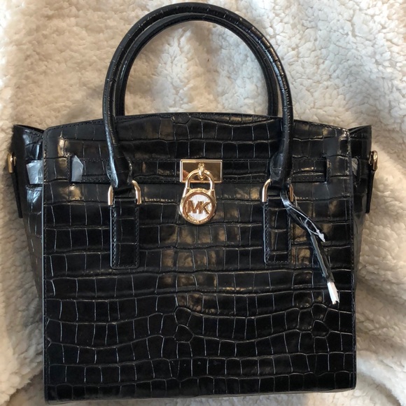 Michael Kors Handbags - Michael Kors Croc Hamilton Studio Bag